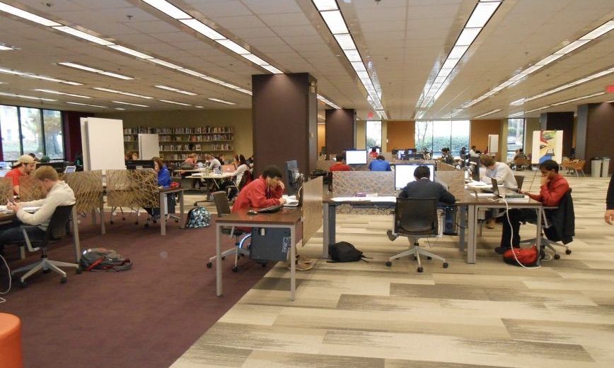 Students studying at a study hall.